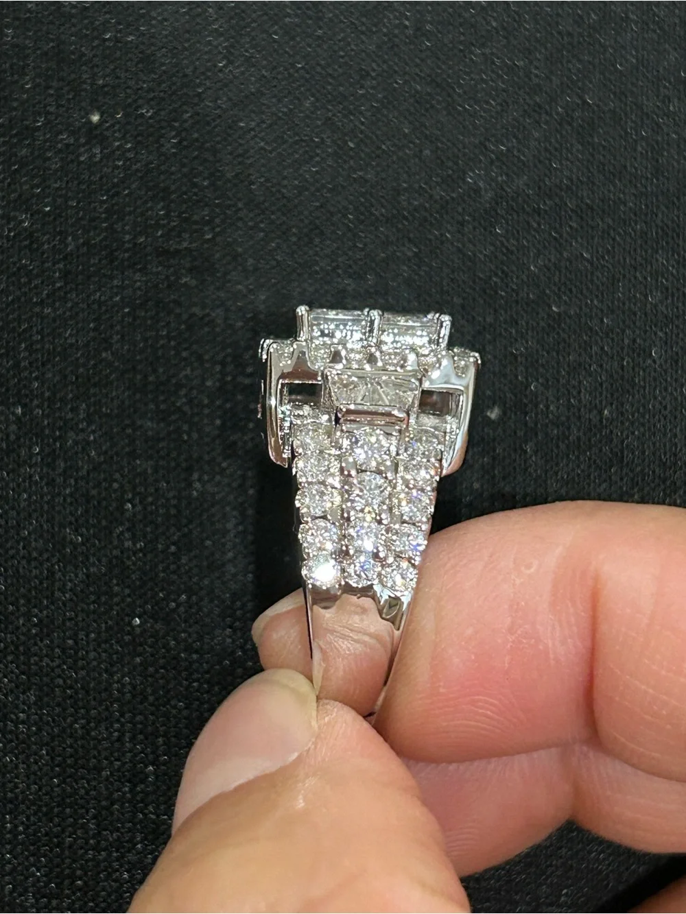 Classic Silver plated Square Halo moissanite Cocktail/engagement/gift Ring
